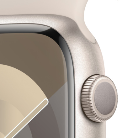 Apple Watch Series 9 45mm Hvězdně bílý hliník s hvězdně bílým sportovním řemínkem - M/L MR973QC/A