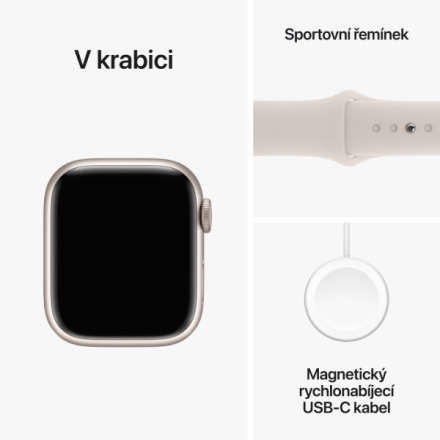 Apple Watch Series 9 41mm Cellular Hvězdně bílý hliník s hvězdně bílým sportovním řemínkem - S/M MRHN3QC/A