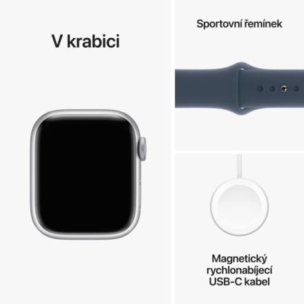 Apple Watch Series 9 41mm Cellular Stříbrný hliník s ledově modrým sportovním řemínkem - S/M MRHV3QC/A