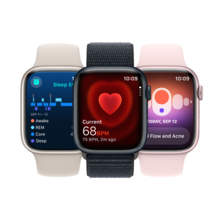 Apple Watch Series 9 41mm Cellular Stříbrný hliník s ledově modrým sportovním řemínkem - S/M MRHV3QC/A