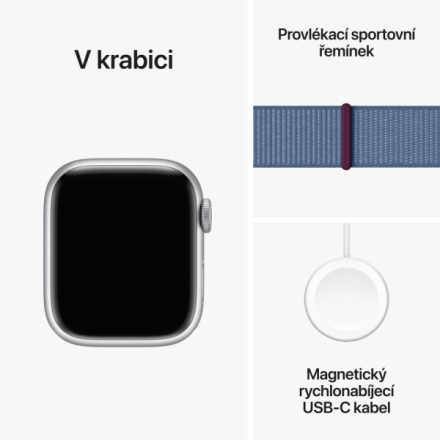 Apple Watch Series 9 41mm Cellular Stříbrný hliník s ledově modrým provlékacím sportovním řemínkem MRHX3QC/A