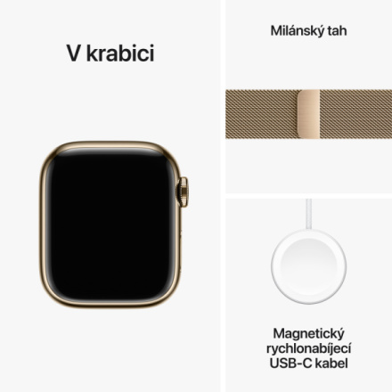 Apple Watch Series 9 41mm Cellular Zlatý nerez se zlatým milánským tahem MRJ73QC/A