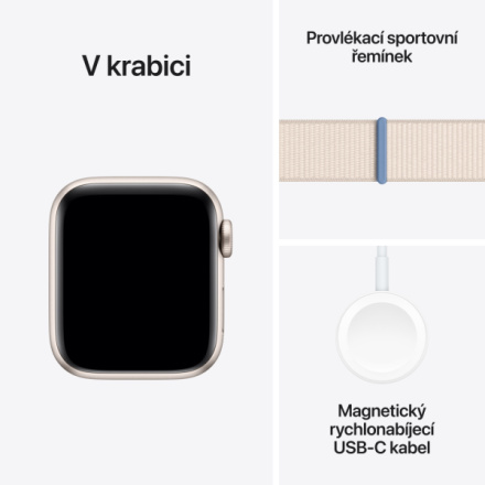 Apple Watch SE 40mm Hvězdně bílý hliník s hvězdně bílým provlékacím sportovním řemínkem MR9W3QC/A