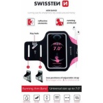 Pouzdro sportovní SWISSTEN ARMBAND CASE vel. 7,0", na ruku, černá-růžová 32903700