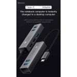 Baseus Adaptér Cube USB-USB3.0 - 3 USB2.0 - 2 HUB (CAHUB-C0G) tmavě šedá