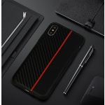 Pouzdro MOTO CARBON Case Samsung A600 Galaxy A6 2018 Černá s červeným pruhem 55348