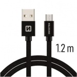 SWISSTEN TEXTILE datový kabel USB - micro USB 1.2m černá 715222015