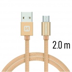 SWISSTEN TEXTILE datový kabel USB - (USB TYP C) 2m zlatá 71522304