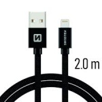 SWISSTEN TEXTILE datový kabel USB - (LIGHTNING) 2m černá 71523301