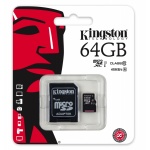 Paměťová karta Kingston microSDXC 64GB UHS-I U1 + adaptér SDC10G2/64GB
