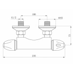 baterie termostatická sprchová univerzální, 100mm, keramický ventil, chrom 72024