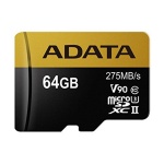 Adata/micro SDXC/64GB/275MBps/UHS-II U3 / Class 10/+ Adaptér, AUSDX64GUII3CL10-CA1