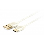 GEMBIRD Opletaný USB-C - USB 2.0,  M/M, 1,8 m, stříbrný, CCB-mUSB2B-AMCM-6-S