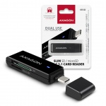 AXAGON CRE-S2C, USB 3.1 Type-C - externí SLIM čtečka 2-slot SD/microSD, podpora UHS-I, CRE-S2C