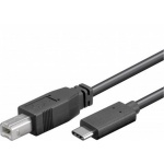 PremiumCord USB-C/male - USB 2.0 B/male, černý,1m, ku31cd1bk