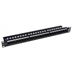 19" Patch panel Solarix 24 x RJ45 CAT5E UTP černý, SX24L-5E-UTP-BK