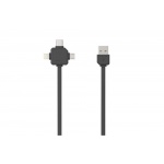 PowerCube USBcable USB-C CABLE, Black, multi-vidlice (MicroUSB, Apple Lithning, USB-C), kabel 1,5m, 426508