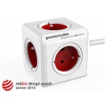 Zásuvka prodlužovací PowerCube EXTENDED 5-ti rozbočka, kabel 3m, Red, 423679