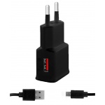 USB Fast Charger 2,4A + MICRO-USB Cable (Černá), MM_4050