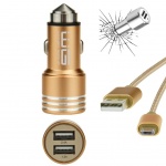 Autonabíječka WG DUAL USB Charger 2,4A + MICRO-USB Cable (Zlatá) 5839