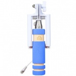 Teleskopická mini tyč pro selfie foto s kabelem 3,5 jack (modrá) 8591194071010
