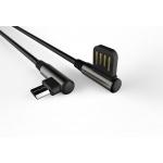 Datový kabel 90 stupňů zahnutý s Micro USB/1m/black, 6919