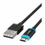 Datový kabel Winner 1m Micro USB s LED světlem, black, MM_7149
