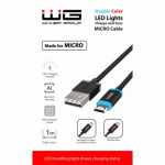Datový kabel Winner 1m Micro USB s LED světlem, black, MM_7149