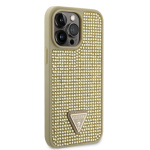 Guess Rhinestones Triangle Metal Logo Kryt pro iPhone 14 Pro Max Gold, GUHCP14XHDGTPD
