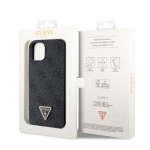 Guess PU 4G Strass Triangle Metal Logo Zadní Kryt pro iPhone 15 Black, GUHCP15SP4TDPK
