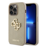 Guess PU Perforated 4G Glitter Metal Logo Zadní Kryt pro iPhone 15 Pro Max Gold, GUHCP15XPSP4LGD