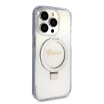 Guess IML Ring Stand Glitter MagSafe Zadní Kryt pro iPhone 15 Pro Transparent, GUHMP15LHRSGSD