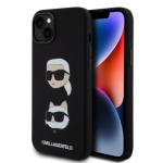 Karl Lagerfeld Liquid Silicone Karl and Choupette Heads Zadní Kryt pro iPhone 15 Plus Black, KLHCP15MSDHKCNK