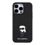 Karl Lagerfeld Fixed Glitter Metal Ikonik Zadní Kryt pro iPhone 15 Pro Max Black, KLHCP15XGKNPSK