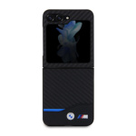 BMW M PU Carbon Blue Line Zadní Kryt pro Samsung Galaxy Z Flip 5 Black, BMHCZF522NBCK