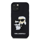 Karl Lagerfeld 3D Rubber Karl and Choupette Zadní Kryt pro iPhone 15 Black, KLHCP15S3DRKCNK