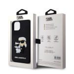 Karl Lagerfeld 3D Rubber Karl and Choupette Zadní Kryt pro iPhone 15 Black, KLHCP15S3DRKCNK