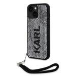 Karl Lagerfeld Sequins Reversible Zadní Kryt pro iPhone 15 Black/Silver, KLHCP15SPSQRKS