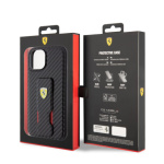 Ferrari Carbon Grip Stand Zadní Kryt pro iPhone 15 Black, FEHCP15SGSNCAK