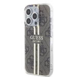 Guess IML 4G Gold Stripe Zadní Kryt pro iPhone 15 Pro Max Brown, GUHCP15XH4PSEGW