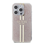 Guess IML 4G Gold Stripe Zadní Kryt pro iPhone 15 Pro Max Pink, GUHCP15XH4PSEGP