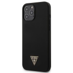 GUHCP12LLSTMBK Guess Silicone Metal Triangle Zadní Kryt pro iPhone 12 Pro Max 6.7 Black, 2453507
