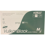 VulkanBlack černé jednorázové bezprašné nitrilové rukavice, velikost M, 100 ks