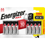 Energizer Max AA tužková baterie, 4 ks + 4 ks zdarma, 961015