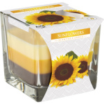 Aura Sunflowers tříbarevná vonná svíčka ve skle, 170 g