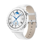 Huawei Watch GT3 Pro 43mm Silver Bezel White Ceramic Case + White Leather Strap, 55028825