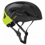 Spokey POINTER SPEED Cyklistická přilba s LED blikačkou a ochranným odnímatelným štítem IN-MOLD, 58-61 cm, černo-zelená, K941262