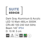 Svítidlo Nova Luce SUITE WALL GREY nástěnné, IP 54, 10 W , 859438