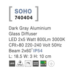 Svítidlo Nova Luce SOHO WALL GREY 2 nástěnné, IP 54, 2x5 W, 740404