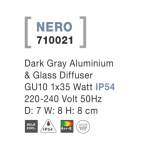 Svítidlo Nova Luce NERO R WALL GREY nástěnné, IP 54, GU10, 710021